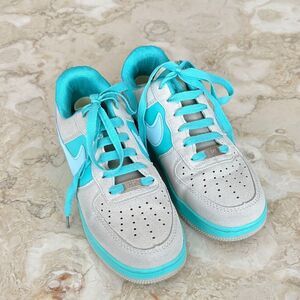 Nike Air Force 1 X Tiffany Blue Grey Low Cut Sneakers